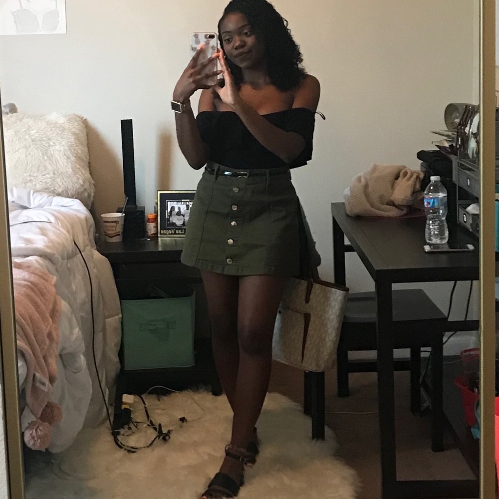 Olive Green Midi Skirt